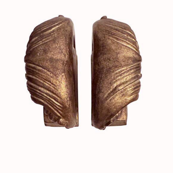 Ornate Gold Toned Bookends Set of 2 Shelf Decor Shell Motif Design VTG Resin - Picture 6 of 13